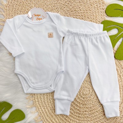 Conj. Body e Calça 100% Algodão Egípcio com Proteção UV50+ - Off White